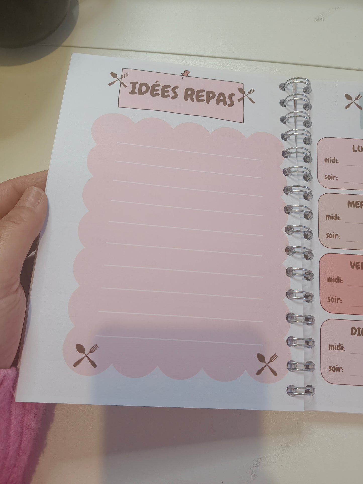 🗓️ Carnet A5 – Menu de la semaine
